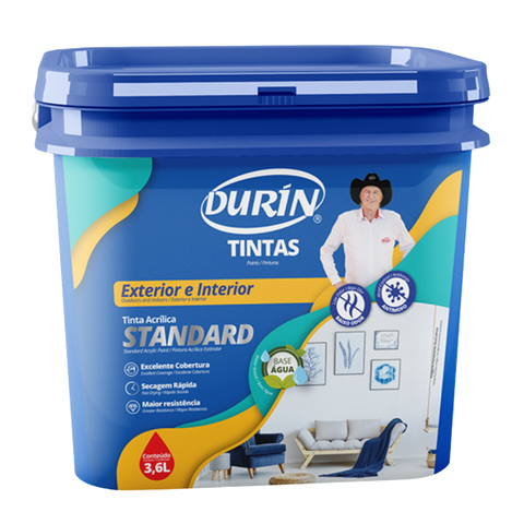 Tinta Acrílica Standard Fosca 3,6L Cor Azul Céu Antimofo Baixo Odor Durín