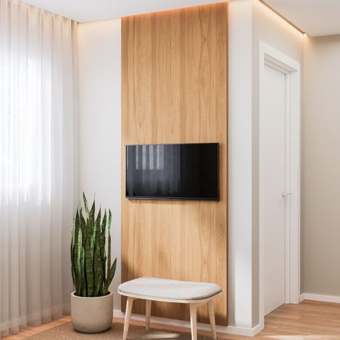 Painel Liso para TV 32 Polegadas Planejado 80x230cm Aruá CabeCasa MadeiraOriginals Marrom/Jatobá