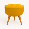 Puff Banqueta Redondo Amarelo Pé Palito com Detalhe em Costura - 1