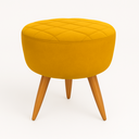 Ver imagem 1 de Puff Banqueta Redondo Amarelo Pé Palito com Detalhe em Costura