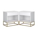 Ver imagem 1 de Kit 2 Criados Industrial Malta Branco Pés de Ferro Dourado