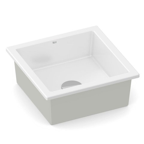 Cuba de Sobrepor e Embutir Quadrada em Louça 33x33cm Branco Roca Optica