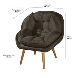 Conjunto 2 Poltronas Sênior Suede Premium Pés de Madeira:marrom - 3
