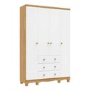 Ver imagem 3 de Quarto de Bebê Guarda-Roupa 4 Portas e Cômoda 100% MDF Nina Espresso Móveis Branco/Brilho/Amêndoa