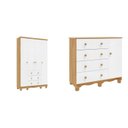 Ver imagem 2 de Quarto de Bebê Guarda-Roupa 4 Portas e Cômoda 100% MDF Nina Espresso Móveis Branco/Brilho/Amêndoa