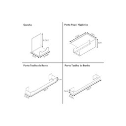 Kit de Acessórios para Banheiro Adesivo 4 Pcs Branco F.elg - 7