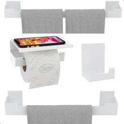 Kit de Acessórios para Banheiro Adesivo 4 Pcs Branco F.elg - 2