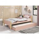 Ver imagem 2 de Cama Babá Solteiro com Auxiliar Simba Rosa Fosco com Natural - Moveisaqui