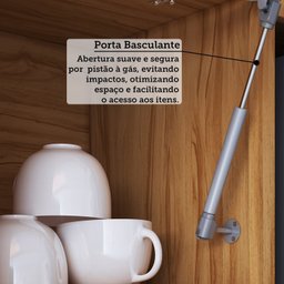 Armário Aéreo de Cozinha 80cm com 2 Portas Basculantes e Nicho 100% Mdf Vicenza Espresso Móveis - 7