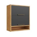 Ver imagem 1 de Armário Aéreo de Cozinha 2 Portas Basculantes e Nicho 100% MDF 80cm Vicenza Espresso Móveis Cinza/Amêndoa/Chumbo