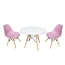 Ver imagem 1 de Conjunto Mesa Infantil Eiffel Branco + 2 Cadeira Eiffel Infantil Rosa Abra Casa