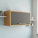 Ver imagem 1 de Armário Aéreo de Cozinha 80cm 1 Porta Basculante 100% MDF Vicenza Espresso Móveis Cinza/Amêndoa/Chumbo
