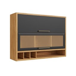 Armário Aéreo de Cozinha 2 Portas Vidro Reflecta Vicenza Espresso Móveis - 3