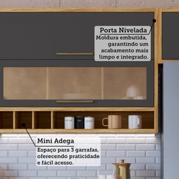 Armário Aéreo de Cozinha 2 Portas Vidro Reflecta Vicenza Espresso Móveis - 7