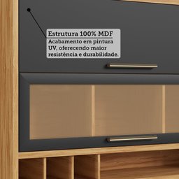 Armário Aéreo de Cozinha 2 Portas Vidro Reflecta Vicenza Espresso Móveis - 6