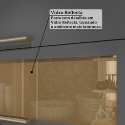 Armário Aéreo de Cozinha 2 Portas Vidro Reflecta Vicenza Espresso Móveis - 8