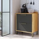 Ver imagem 1 de Balcão de Cozinha 80cm com 1 Porta Basculante 1 Gavetão e Tampo 100% MDF Vicenza Espresso Móveis Cinza/Amêndoa/Chumbo