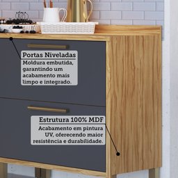 Balcão de Cozinha 80cm com 1 Porta Basculante 1 Gavetão e Tampo 100% Mdf Vicenza Espresso Móveis - 6