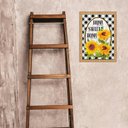 Ver imagem 2 de Quadro Moldura Dourada Home Sweet Home Girassóis 24x18cm:com Vidro
