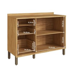 Balcão de Cozinha 120cm com 2 Portas Basculantes 3 Gavetas e Tampo 100% Mdf Vicenza Espresso Móveis - 4