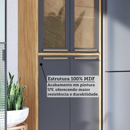 Paneleiro Duplo com 4 Portas e Vidro Reflecta 100% Mdf Vicenza Espresso Móveis - 6