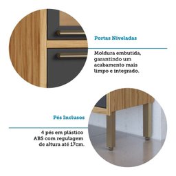 Paneleiro Duplo com 4 Portas e Vidro Reflecta 100% Mdf Vicenza Espresso Móveis - 9
