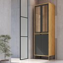 Ver imagem 1 de Paneleiro Duplo com 4 Portas e Vidro Reflecta 100% MDF Vicenza Espresso Móveis Cinza/Amêndoa/Chumbo