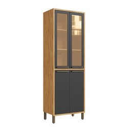 Paneleiro Duplo com 4 Portas e Vidro Reflecta 100% Mdf Vicenza Espresso Móveis - 3