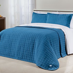 Cobre Leito Glass King 3Pçs 200 Fios 100% Algodão Azul