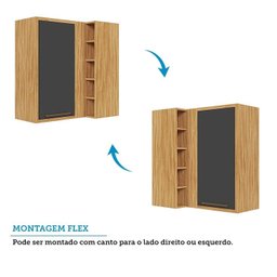 Armário Aéreo de Cozinha Canto Reto com 1 Porta e Mini Adega 100% Mdf Vicenza Espresso Móveis - 5
