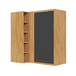 Armário Aéreo de Cozinha Canto Reto com 1 Porta e Mini Adega 100% Mdf Vicenza Espresso Móveis - 2
