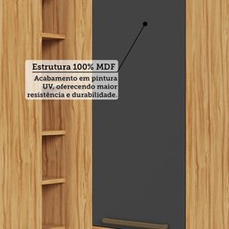 Armário Aéreo de Cozinha Canto Reto com 1 Porta e Mini Adega 100% Mdf Vicenza Espresso Móveis - 7