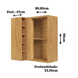 Armário Aéreo de Cozinha Canto Reto com 1 Porta e Mini Adega 100% Mdf Vicenza Espresso Móveis - 4