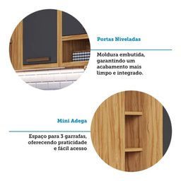Armário Aéreo de Cozinha Canto Reto com 1 Porta e Mini Adega 100% Mdf Vicenza Espresso Móveis - 9