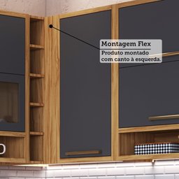 Armário Aéreo de Cozinha Canto Reto com 1 Porta e Mini Adega 100% Mdf Vicenza Espresso Móveis - 6