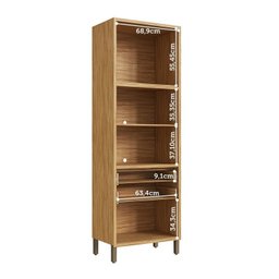 Paneleiro Torre Quente com 2 Portas 2 Gavetas e Espaço Micro-ondas 100% Mdf Vicenza Espresso Móveis - 4