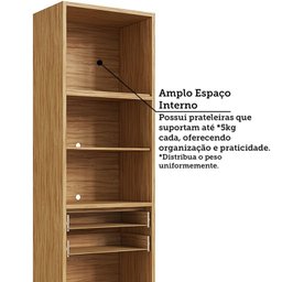 Paneleiro Torre Quente com 2 Portas 2 Gavetas e Espaço Micro-ondas 100% Mdf Vicenza Espresso Móveis - 10
