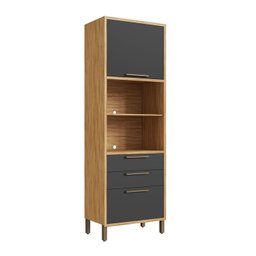 Paneleiro Torre Quente com 2 Portas 2 Gavetas e Espaço Micro-ondas 100% Mdf Vicenza Espresso Móveis - 3