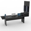 Ver imagem 3 de Mesa Reunião Painel Tv Preta Caixa Tomada 1 Tomada 2,40 X90 Atacadao Moveis Escritorio