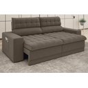 Ver imagem 1 de Sofá Omega 2,00m Assento Retrátil e Reclinável Velosuede - Netsofas - Marrom