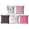Kit 5 Almofadas Cheias 40cm X 40cm Decorativas Estampadas Digital Sala Sofá Quarto Chevron Rosa - 1