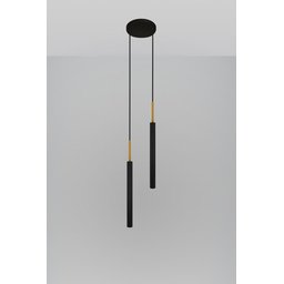 Luminária De Teto Pendente Tubo Duplo Cozinha Preto Dourado - 2