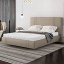 Ver imagem 1 de Cama Casal Flutuante com Cabeceira 140cm Lyra S05 Linho Bege - Mpozenato