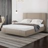Cama Casal Flutuante com Cabeceira 140cm Lyra S05 Linho Bege - Mpozenato - 2
