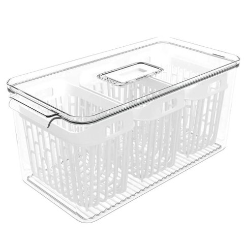 Organizador de Geladeira 6l com 3 Cestos Plástico Frutas Dry Coza Grande Cozinha