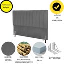 Ver imagem 5 de Cabeceira Cama Box Solteiro 90cm Carla Suede Cinza e Frame