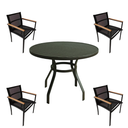 Ver imagem 1 de Conjunto Mesa Ripada 90cm + 4 Poltronas Cadeiras de Área Comum Condomínio