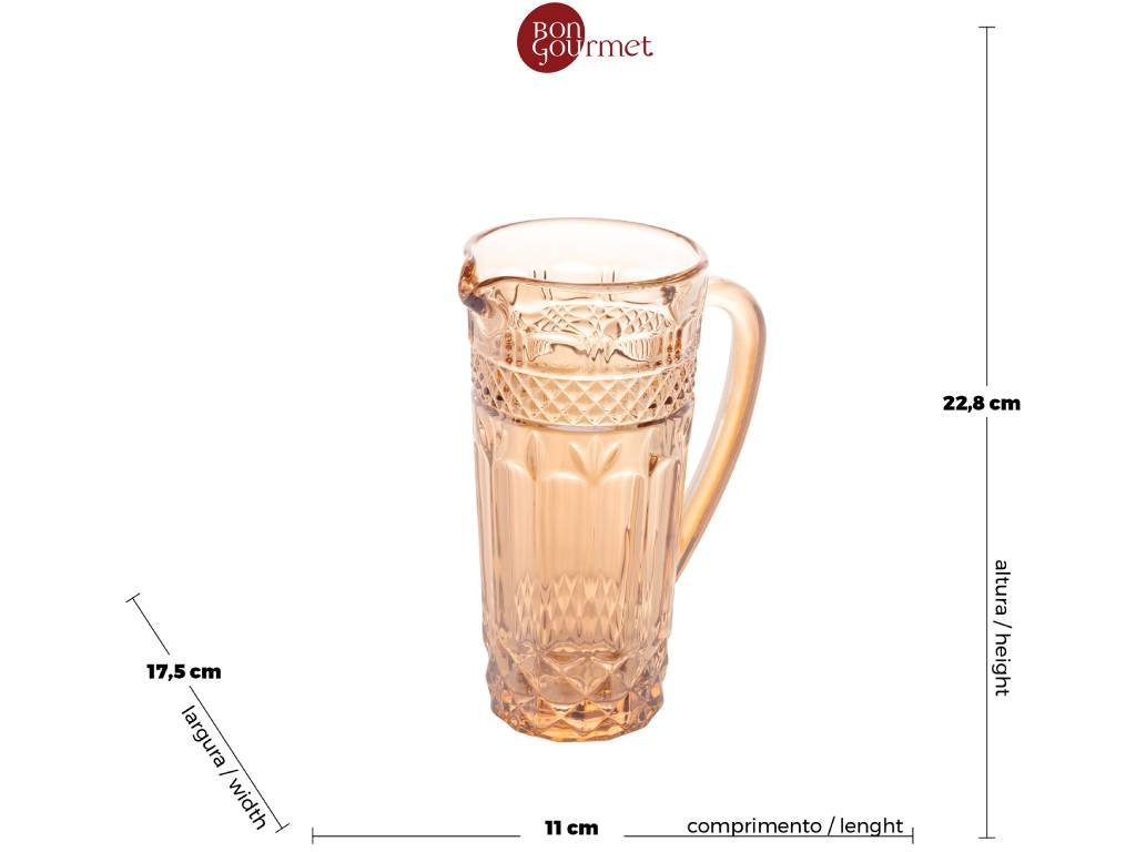 Conjunto 6 Copos e Jarra de Vidro Brand Ambar Bon Gourmet - 6