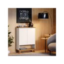 Ver imagem 1 de Sapateira Hall Vertical com 2 Portas Flow para Entrada Quarto Amarzenamento Premium Cor Off White