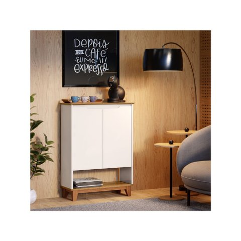 Sapateira Hall Vertical com 2 Portas Flow para Entrada Quarto Amarzenamento Premium Cor Off White